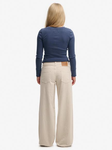 Superdry Mid Rise Baggy Corduroy Trousers, Moonbeam Grey - view 2, Moonbeam Grey
