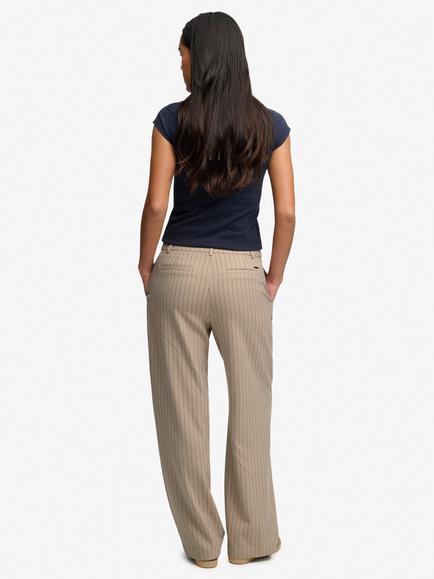 Superdry Mid Rise Pinstripe Trousers, Beige - view 2, Beige
