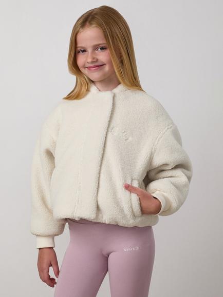 Gym King Kids' Puffer Borg Jacket, Cream, Cream