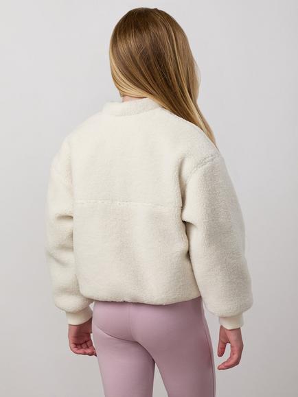 Gym King Kids' Puffer Borg Jacket, Cream - view 2, Cream