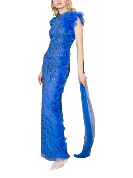 Raishma Camille Embellished Ruffle Maxi Gown, Cobalt, Cobalt