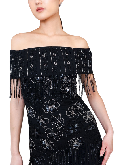 Raishma Felicity Embellished Off-Shoulder Maxi Dress, Black - view 2, Black