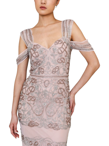 Raishma Iris Beaded Maxi Gown, Pink - view 2, Pink