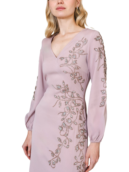 Raishma Josephine Beaded Wrap Gown, Lilac - view 2, Lilac