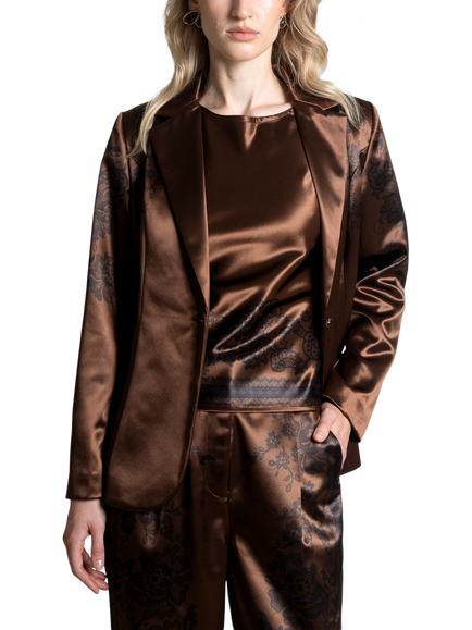 Raishma Jemma Satin Single Breasted Jacket, Chocolate, Chocolate