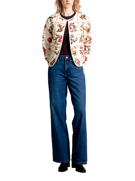 Raishma Demi Floral Cotton Jacket, Cream - view 2, Cream