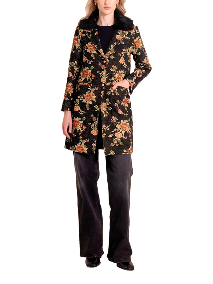 Raishma Sylvie Floral Jacquard Jacket, Black, Black