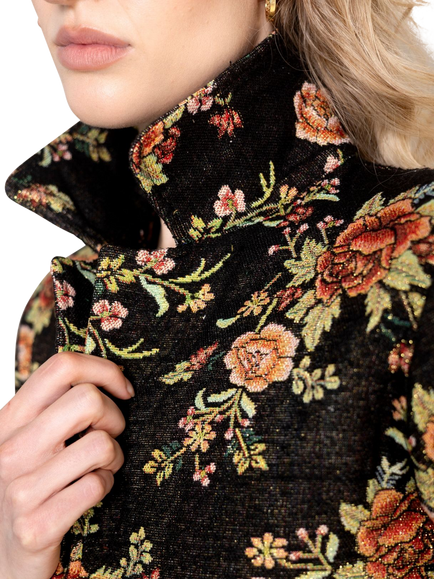 Raishma Sylvie Floral Jacquard Jacket, Black - view 2, Black