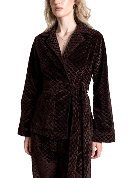 Raishma Viana Textured Geometric Jacket, Brown - view 2, Brown