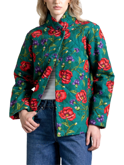 Raishma Willow Quilted Floral Jacket, Green, Green