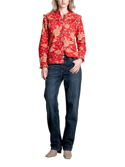 Raishma Esme Floral Baby Corduroy Shirt, Red - view 2, Red