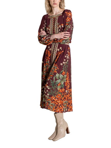 Raishma Harlow Floral Skirt, Burgundy, Burgundy