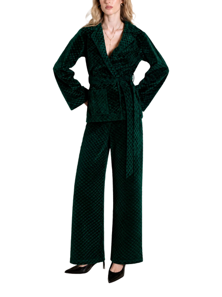 Raishma Alister Embossed Velvet Wide Leg Trousers - view 2, Green