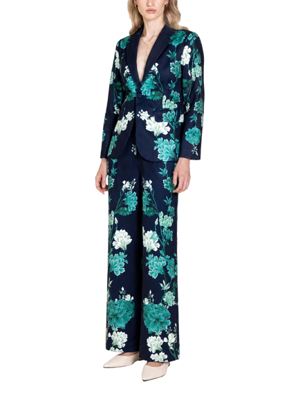 Raishma Jane Floral Wide Leg Trousers, Navy Blue - view 2, Navy Blue