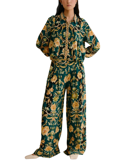 Raishma Tina Floral Trousers, Green, Green