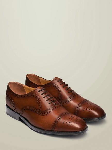 Charles Tyrwhitt Leather Oxford Shoes, Chestnut Brown - view 2, Chestnut Brown