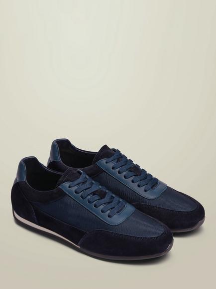 Charles Tyrwhitt Smart Suede Leather Trainers, Navy - view 2, Navy