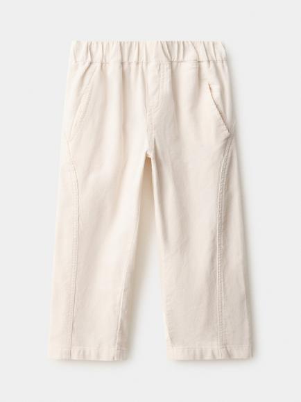 Mango Kids' Elasticated Waist Corduroy Trousers, Off White - view 2, Off White