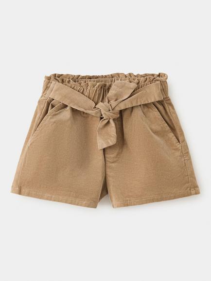 Mango Kids' Tie Waist Corduroy Shorts, Camel, Camel