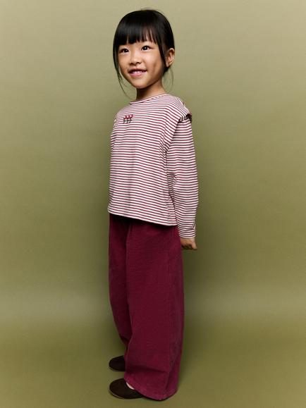 Mango Kids' Pleated Corduroy Trousers, Red - view 2, Red
