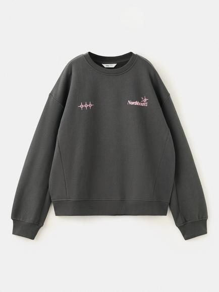 Mango Kids' Oversized Printed Crew Neck Sweatshirt, Anthracite, Anthracite