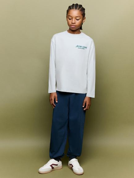 Mango Kids' Long Sleeve Crew Neck T-Shirt, Aqua - view 2, Aqua