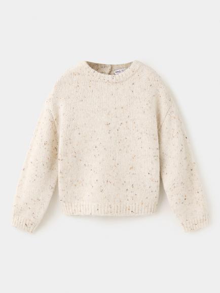 Mango Kids' Speckle Knit Crew Neck Jumper, Beige, Beige