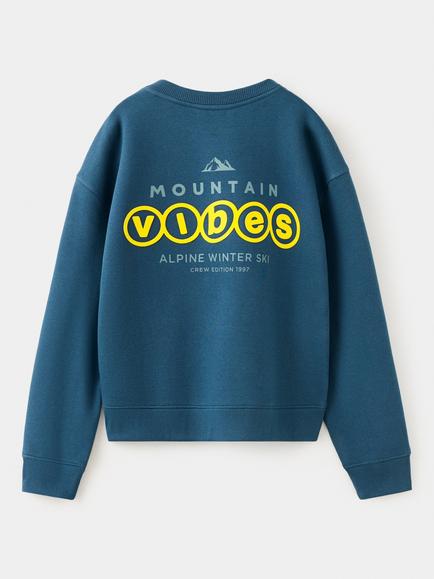 Mango Kids' Crew Neck Graphic Sweatshirt, Navy - view 2, Navy