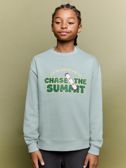 Mango Kids' Crew Neck Graphic Sweatshirt, Aqua, Aqua