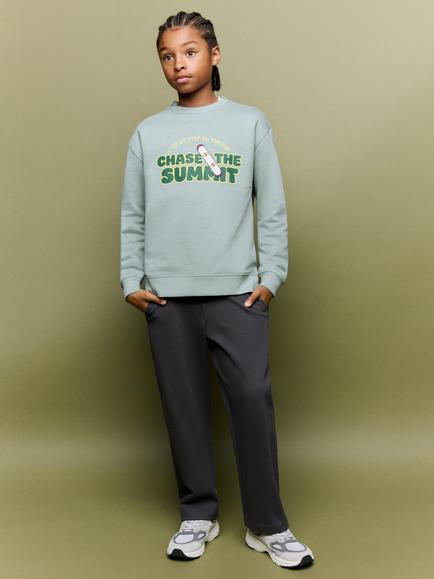 Mango Kids' Crew Neck Graphic Sweatshirt, Aqua - view 2, Aqua