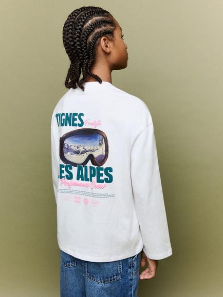 Mango Kids' Crew Neck Long Sleeve T-Shirt, White - view 2, White