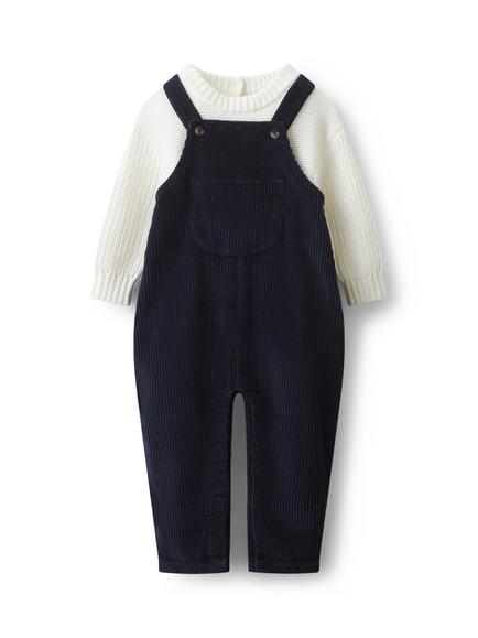 The White Company Baby 3-Piece Dungaree Outfit Set, Dark Navy, Dark Navy