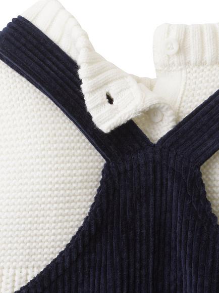 The White Company Baby 3-Piece Dungaree Outfit Set, Dark Navy - view 2, Dark Navy