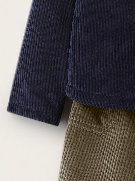 The White Company Baby Corduroy Shirt and Trousers Set, Multi - view 2, Multi