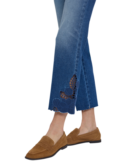 NYDJ Marilyn Side Crochet Detail Straight Ankle Jeans, Anthurium - view 2, Anthurium
