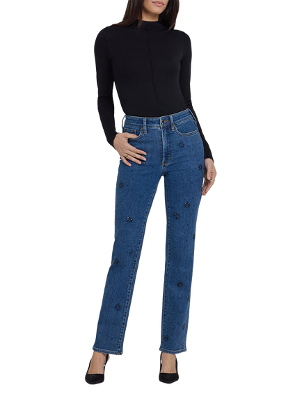 NYDJ Marilyn Floral Stone Straight Jeans, Hosta, Hosta