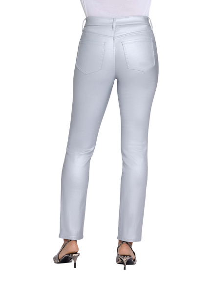 NYDJ Coated Sheri Slim Straight Jeans - view 2, Coated Silver