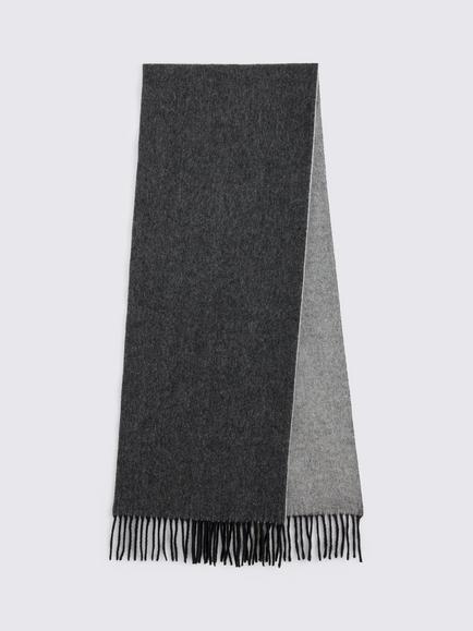 Moss Reversible Wool Scarf, Charcoal/Light Grey, Charcoal/Light Grey