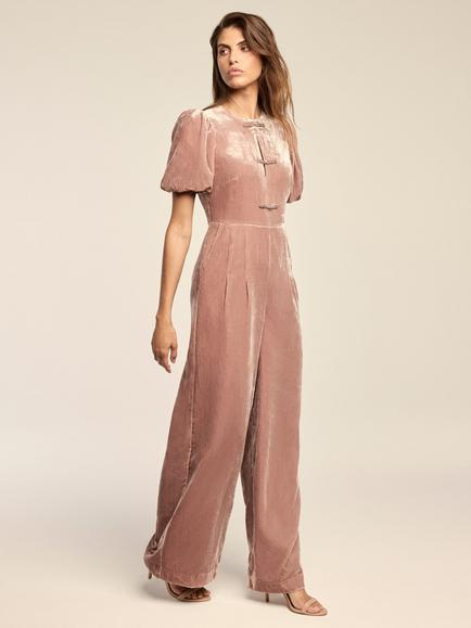 Mint Velvet Puff Sleeve Jumpsuit, Light Pink, Light Pink