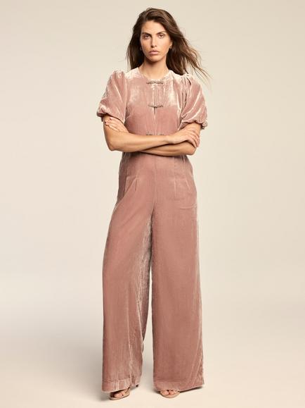 Mint Velvet Puff Sleeve Jumpsuit, Light Pink - view 2, Light Pink