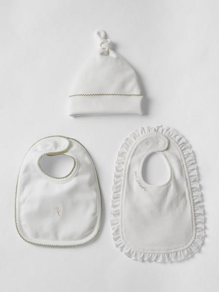 Oat & Marl Baby Daisy Bib Set, Pure White, Pure White
