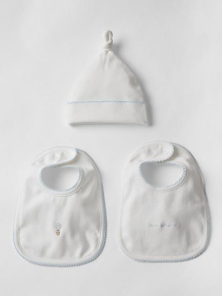 Oat & Marl Baby Hot Air Balloon Bib Set, Pure White, Pure White