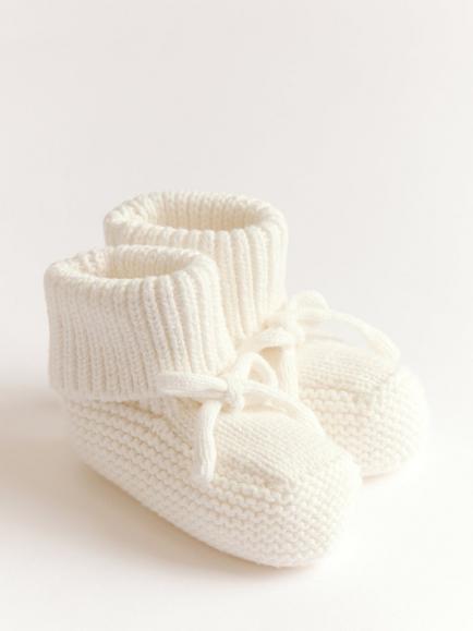 Oat & Marl Baby Classic Booties, Pure White, Pure White