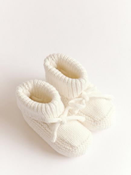 Oat & Marl Baby Classic Booties, Pure White - view 2, Pure White