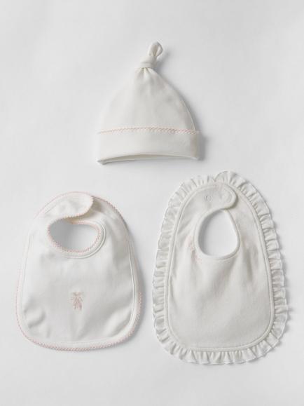 Oat & Marl Baby Ballerina Bib Set, Pure White, Pure White
