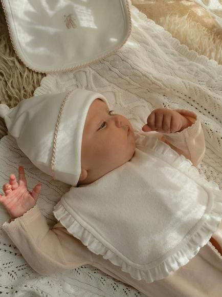 Oat & Marl Baby Ballerina Bib Set, Pure White - view 2, Pure White