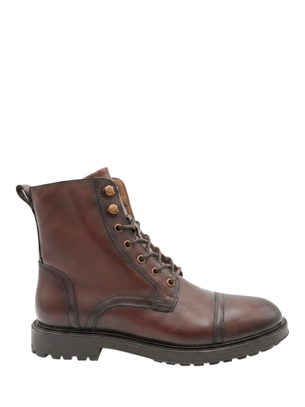 Jones Bootmaker Davide Wide Fit Leather Lace Up Boots, Dark Brown, Dark Brown