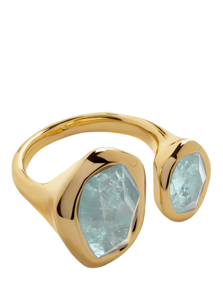 Monica Vinader Odyssey Gem Open Ring, Gold Aquamarine, Gold Aquamarine