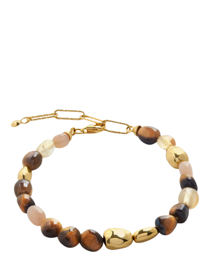 Monica Vinader Rio Beaded Tiger's Eye Bracelet, Brown, Brown