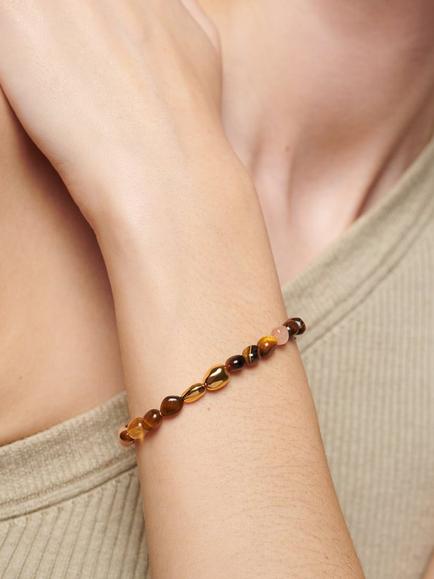 Monica Vinader Rio Beaded Tiger's Eye Bracelet, Brown - view 2, Brown